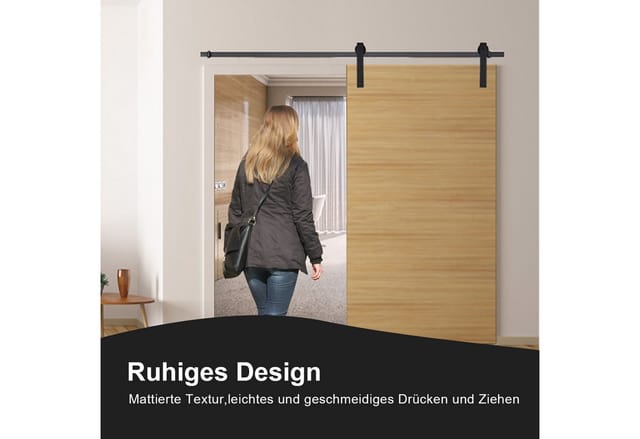 Clanmacy Schiebetür Schiebetür 200cm Schiebetürsystem Laufschiene Schiebetürbeschlag Set, 200cm