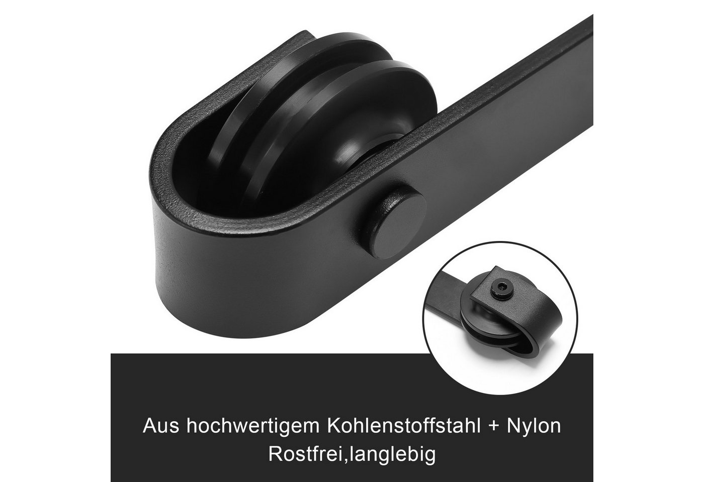 Clanmacy Schiebetür Schiebetür 200cm Schiebetürsystem Laufschiene Schiebetürbeschlag Set, 200cm Bild 3