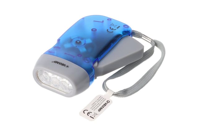 Velamp LED Taschenlampe 3fach LED Dynamo Taschenlampe wiederaufladbar, Blau und Gelb, mit Ant
