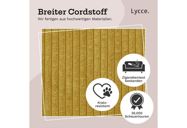Lycce Bankauflage Bankauflage Klemmkissen 1 Leiste, Cordstoff extra Polsterung, (1 St), für Banktiefe ab 35 cm, verrutscht nicht, versch. Farben