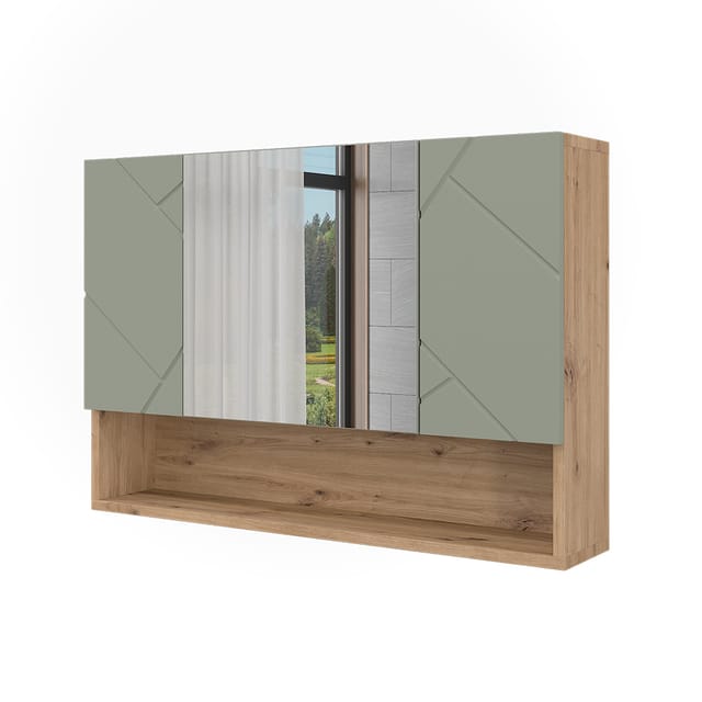 Vicco Badezimmerspiegelschrank Irma, Salbeigrün/Artisan, 80.1 x 55 cm (1-St)