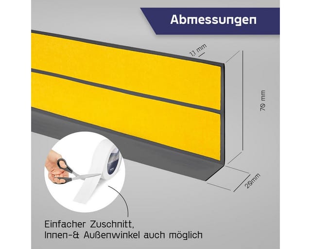 HOLZBRINK Sockelleiste HOLZBRINK selbstklebend PVC 70x20mm, 1 m, L: 100 cm, 1m Rolle, Küchenleiste Abschlussleiste für Badezimmer Farbe: Graphitgrau