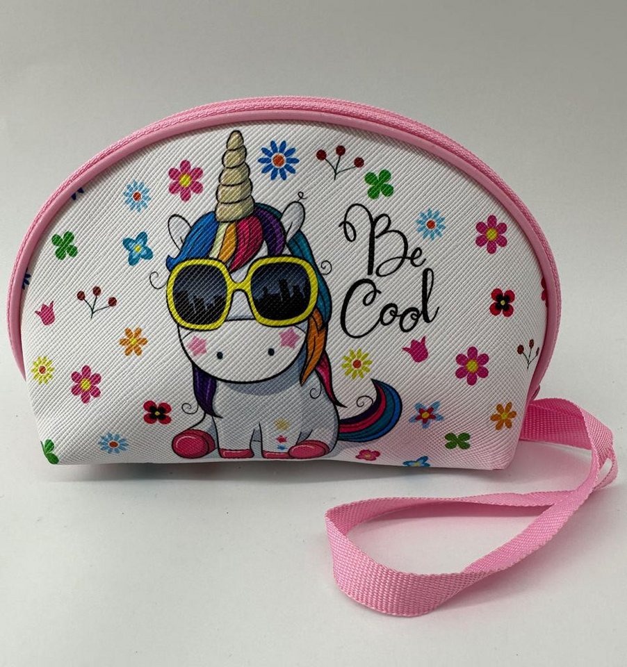 soma Aufbewahrungstasche Portemonnaie Make-up Tasche 15cm Schminktasche Einhorn rosa weiß (1-tlg), Kulturbeutel Etui Einhorn Tasche unicorn Federmäppchen für Mädchen Bild 2