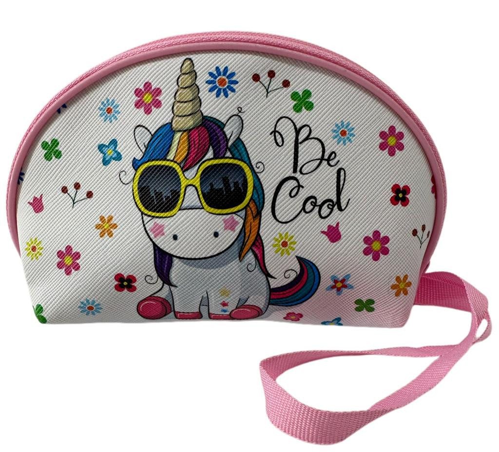 soma Aufbewahrungstasche Portemonnaie Make-up Tasche 15cm Schminktasche Einhorn rosa weiß (1-tlg), Kulturbeutel Etui Einhorn Tasche unicorn Federmäppchen für Mädchen Bild 3