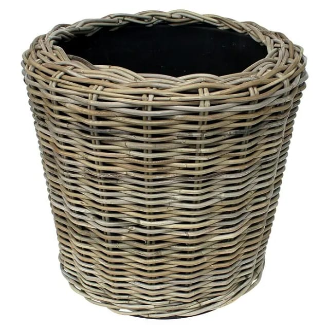 Van der Leeden Blumentopf Blumenkorb 23 L Rattan Weide Sylter Korb Drypot 42x44cm (1 St), Indoor & Outdoor, Rattan, 23 L, Naturprodukt, incl. Kunststoffeimer