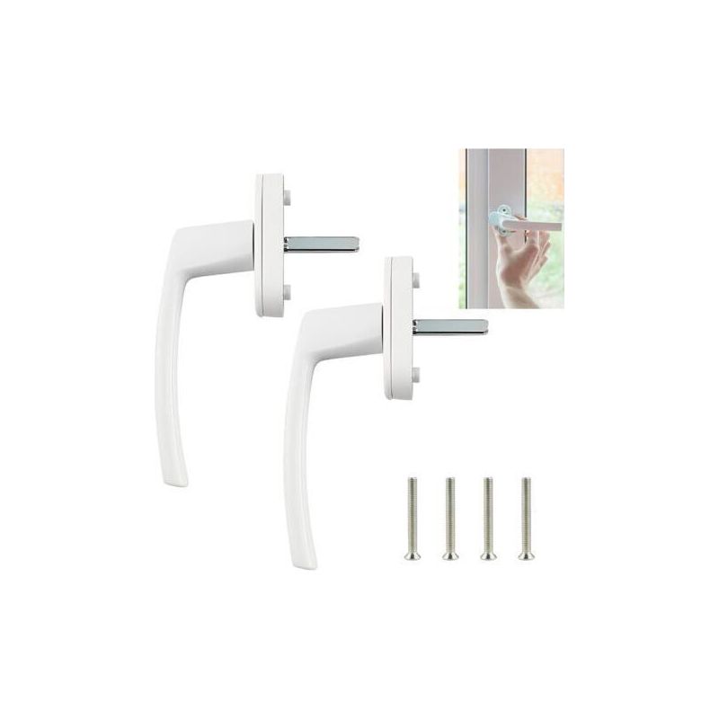 Poignee Fenetre Pvc 2pcs, Poignée De Fenêtre En Alliage D'Aluminium Pour Fenêtres Intérieures Et Extérieures (blanc,vis Dissimulée)