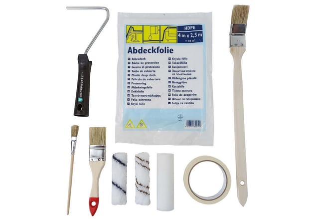Scorprotect® Farbroller Profi-Renovier-Set 9-teilig für Malerarbeiten mit Farbroller, Walzen