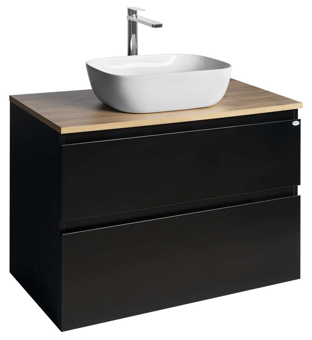Aqualine Altair - Waschtischunterschrank 88 Cm, Mattschwarz/eiche Emporio Ai690-01