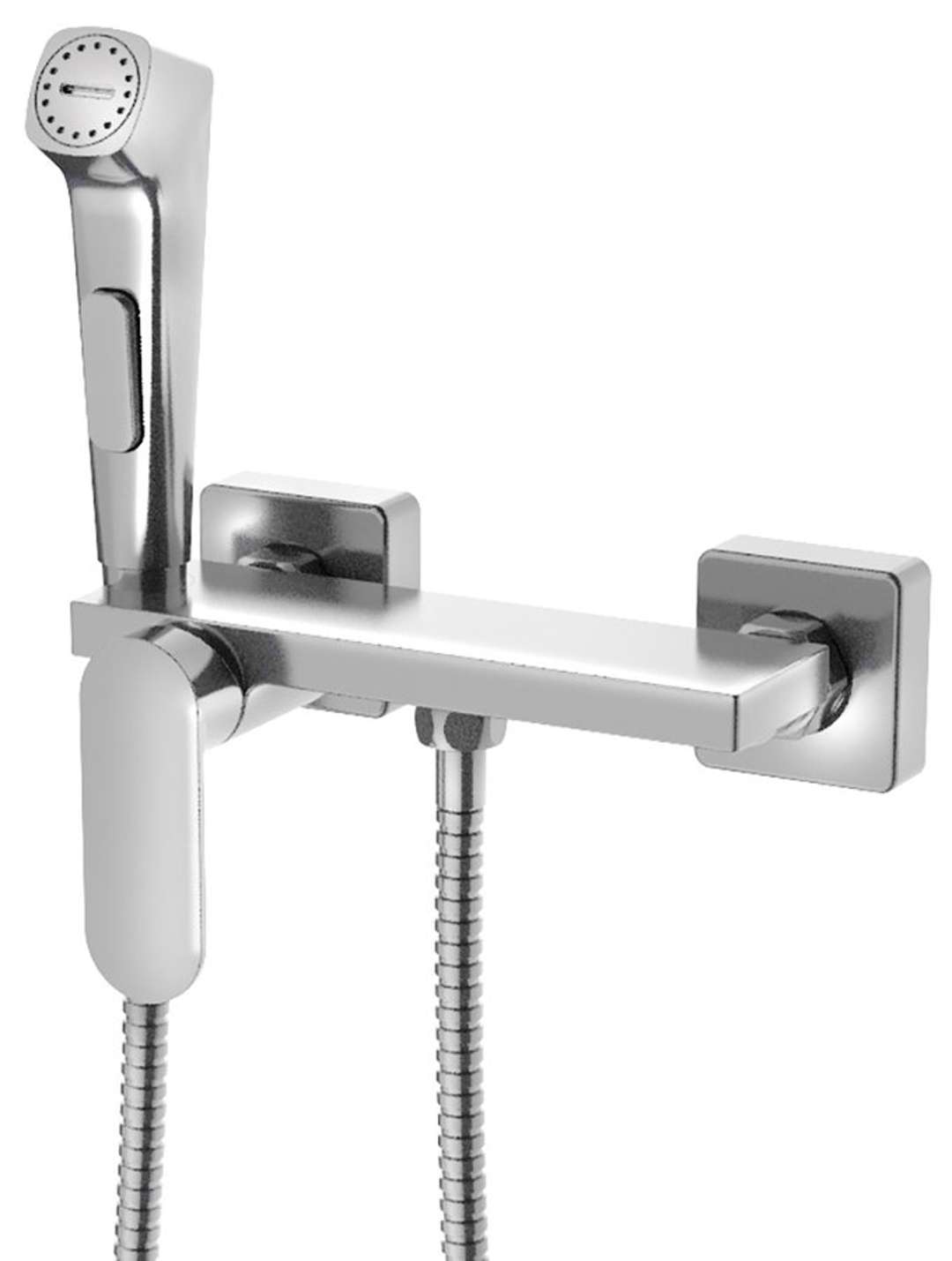 Aqualine - Wandmontierte Bidetarmatur, Mit Handbrause, Mit Ablage, Chrom Tj042