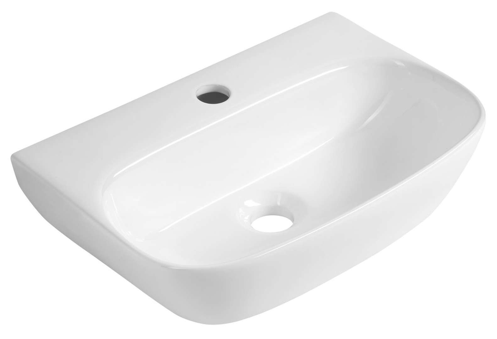 Aqualine Flanny - Handwaschbecken 46x31 Cm, Ohne Überlauf, Hahnloch, Weiß Np396
