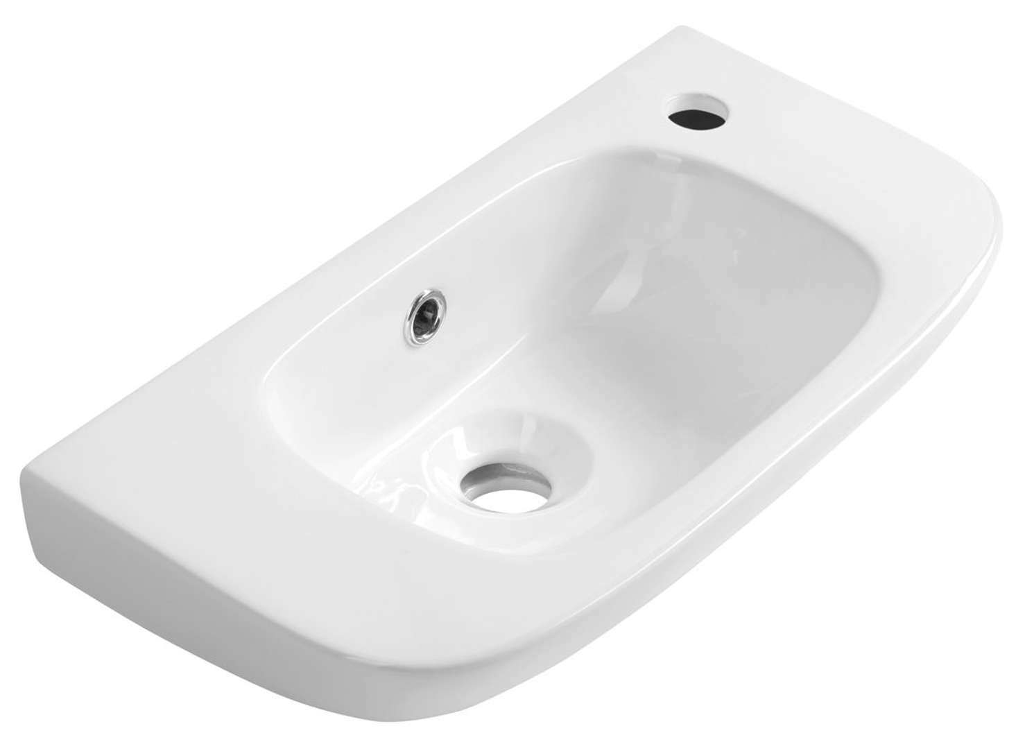 Aqualine Kia - Handwaschbecken 49x25 Cm, Mit Überlauf, Hahnloch, Weiß Np405