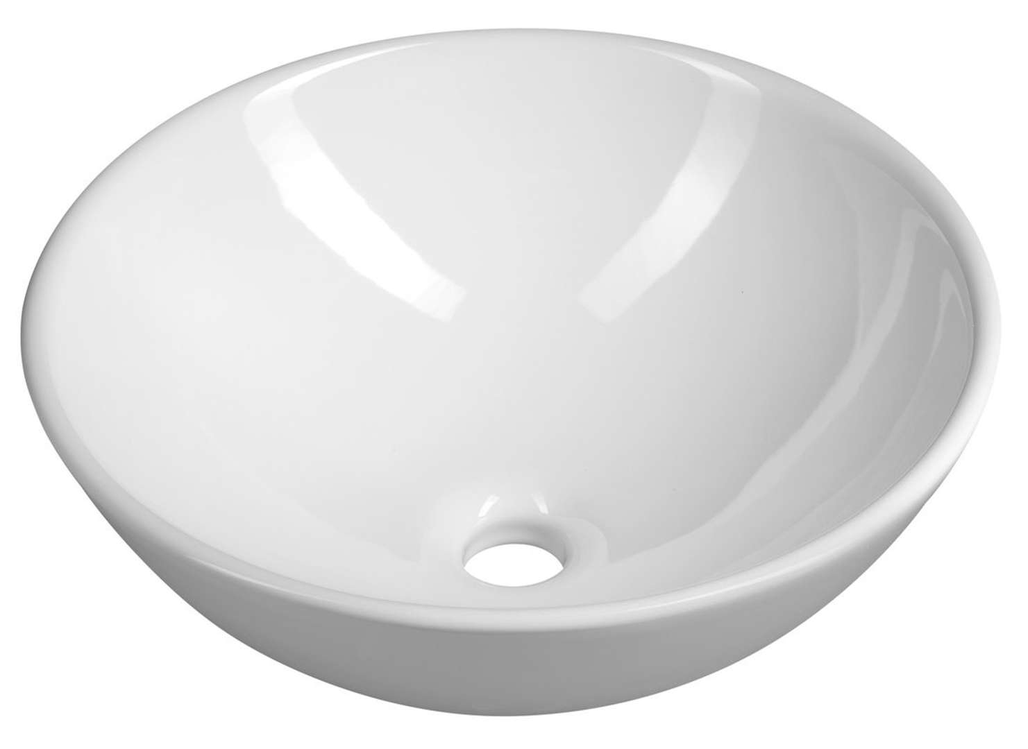 Aqualine - Aufsatzwaschtisch, Durchmesser 40 Cm, Ohne Überlauf, Ohne Hahnloch, Weiß 40155