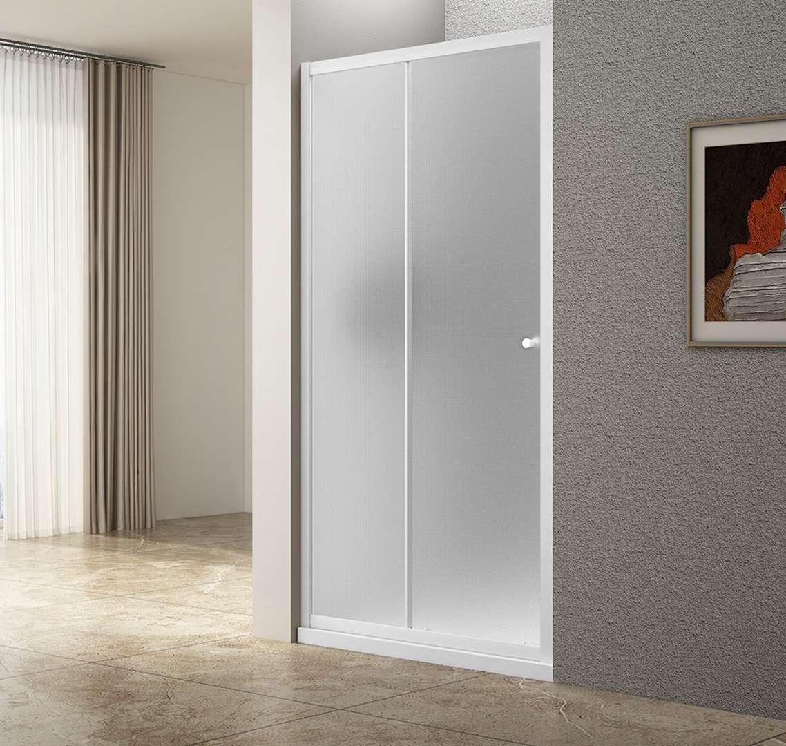 Aqualine Ugga - Duschtür 185x120 Cm, Glas Brick/weiß Aws120