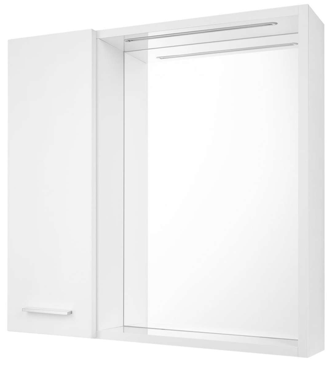 Aqualine Zoja - Spiegelschrank Mit Led-beleuchtung, 60x60x14 Cm, 1 Tür, Links, Weiß 45021s