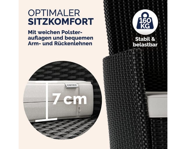 Casaria Garten-Essgruppe Palermo, (9-tlg), 8 Personen Polyrattan inkl. 7cm Auflagen Akazie Holz Wetterfest
