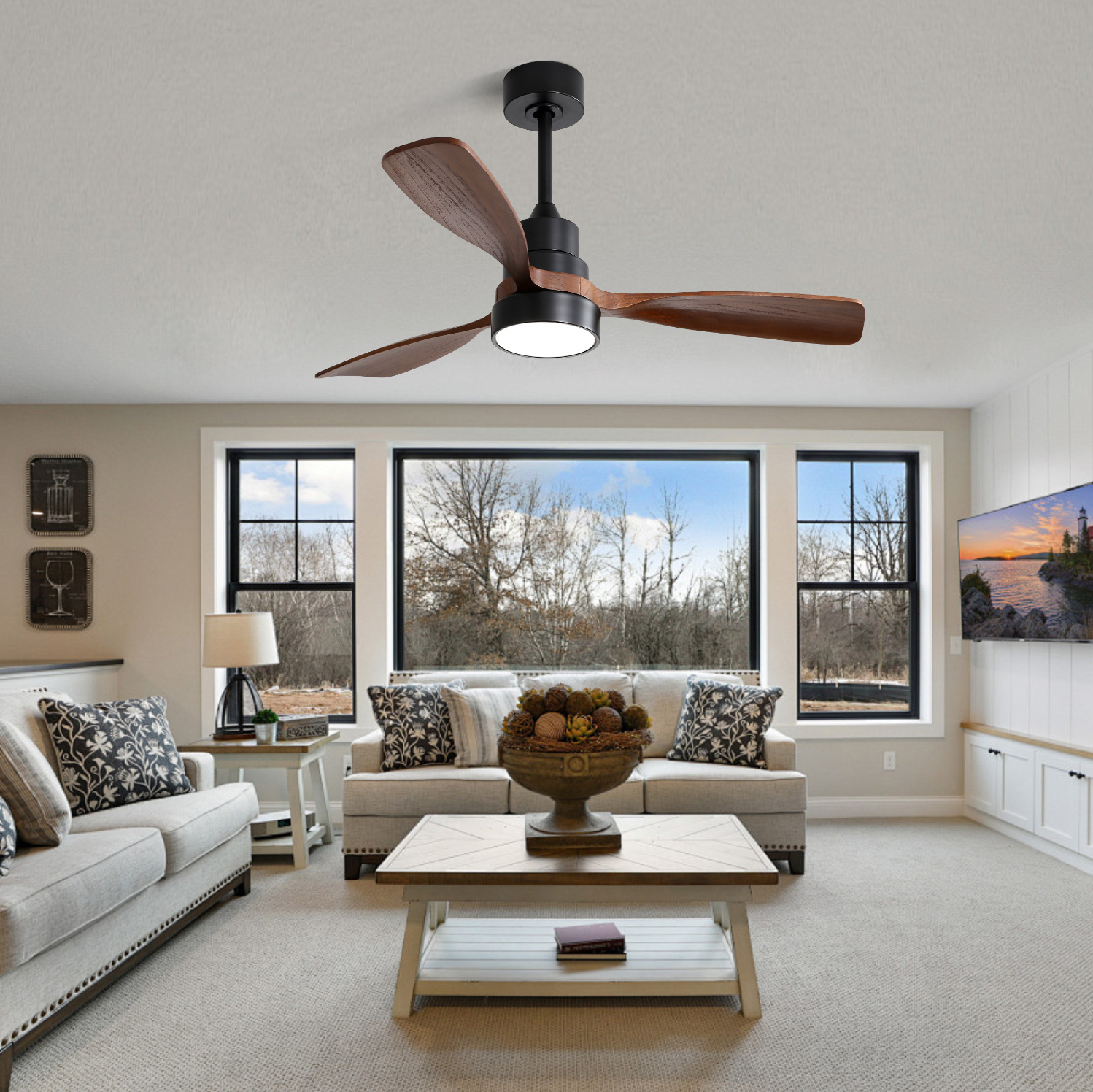 Deckenventilator 132 Cm 18 W Mit Fernbedienung, Reversiblem Dc-motor, Dimmbarem Led-licht
