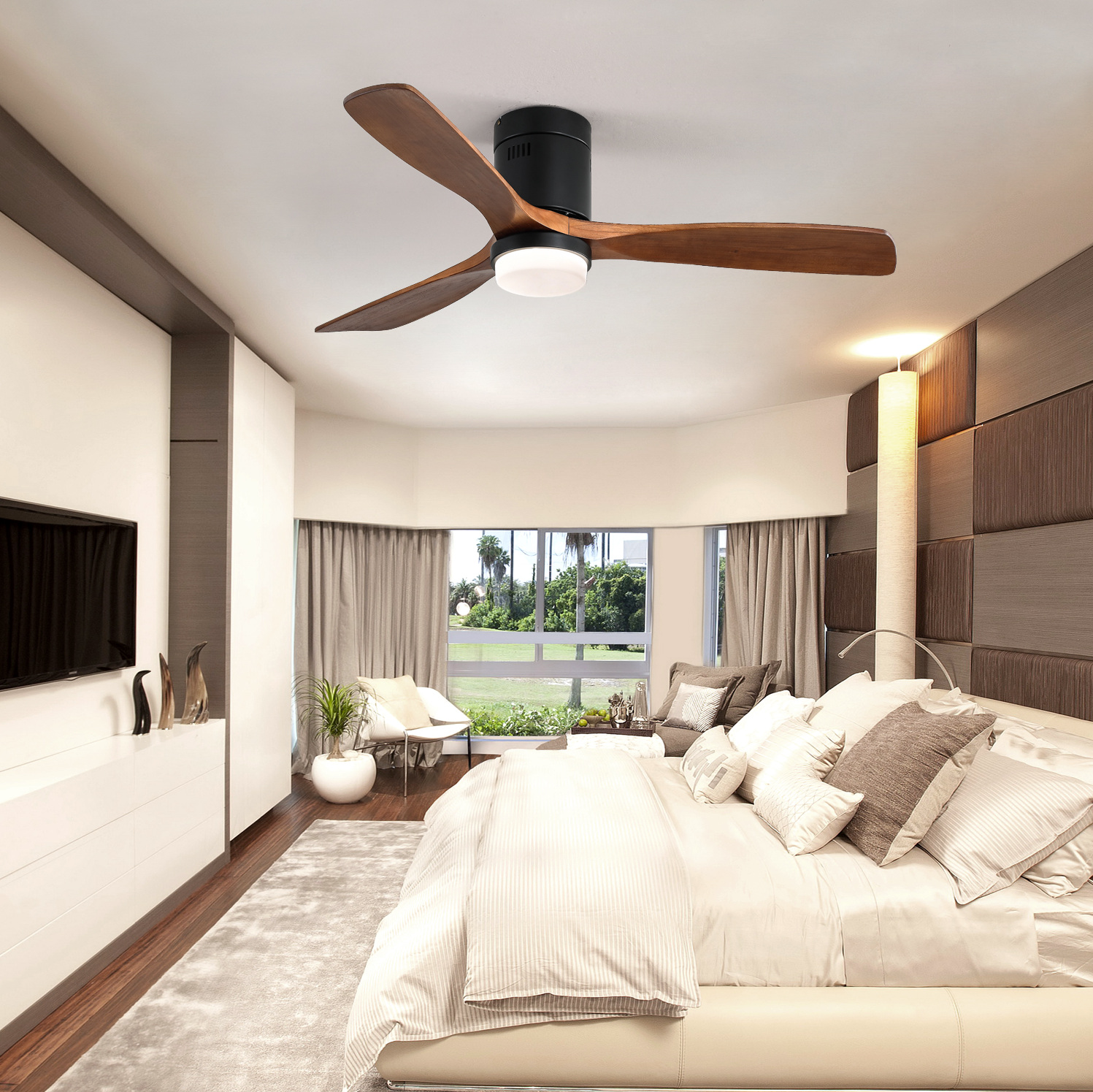 Ventilator Deckenventilator Ø132 Cm Mit 18 W Led-licht, Reversiblem Dc-motor, Fernbedienung, 6 Stufen, Leise 35 Db