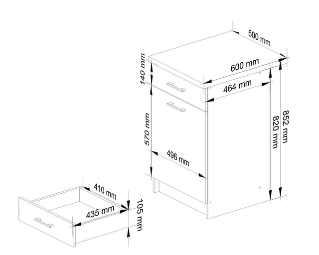 Raumhirsch Furniture Unterschrank Moderner Küchenunterschrank - Stilvolles Design - Küchenmodul (Viele Farbvarianten - Maße 40x85x46 cm) robuste Konstruktion