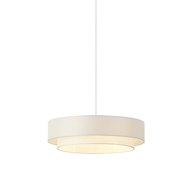 Qazqa Pendelleuchte Drum duo, ohne Leuchtmittel, E27, Weiß, Modern, Metall, 3-flammig