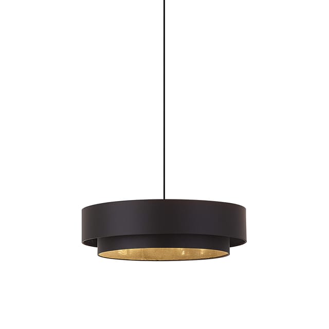 Qazqa Pendelleuchte Drum duo, ohne Leuchtmittel, E27, Schwarz, Modern, Metall, 3-flammig