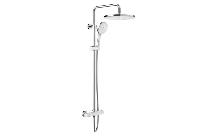 Rainsworth Duschsystem mit Thermostat, 3 Strahlart(en), komplett-set, 92-126 cm Duschstangen Edelstahl Duschamaturenset Wassersparend