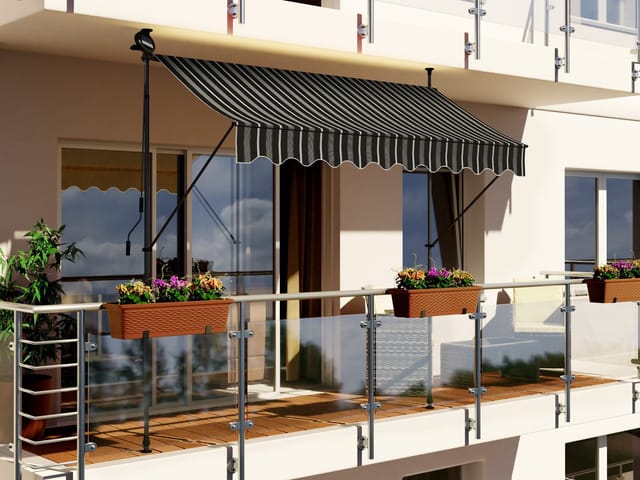 Swing&Harmonie Klemmmarkise LED - Balkonmarkise mit Kurbel Sonnenschutz Markise Terrasse Balkon 200/250/300/350 cm