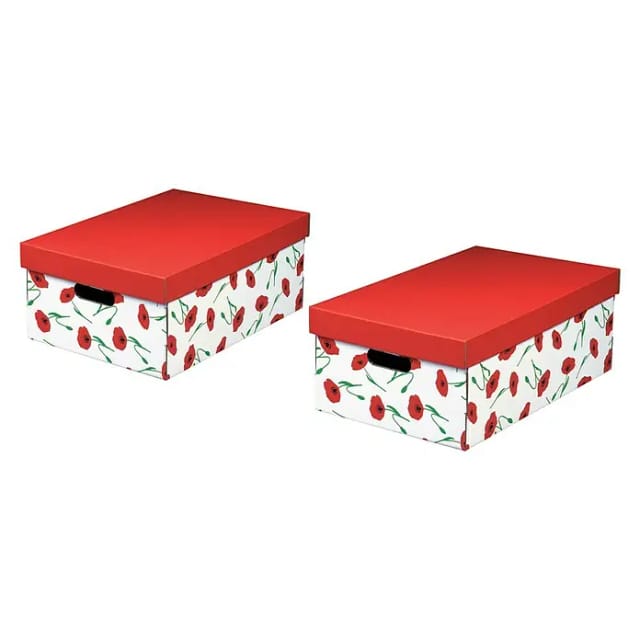 NIPS Aufbewahrungsbox AMAPOLA (2 St), B/H/T: 32 x 19 x 45,5 cm, Mohnblumen-Motiv, Wellkarton, Karton, Pappe