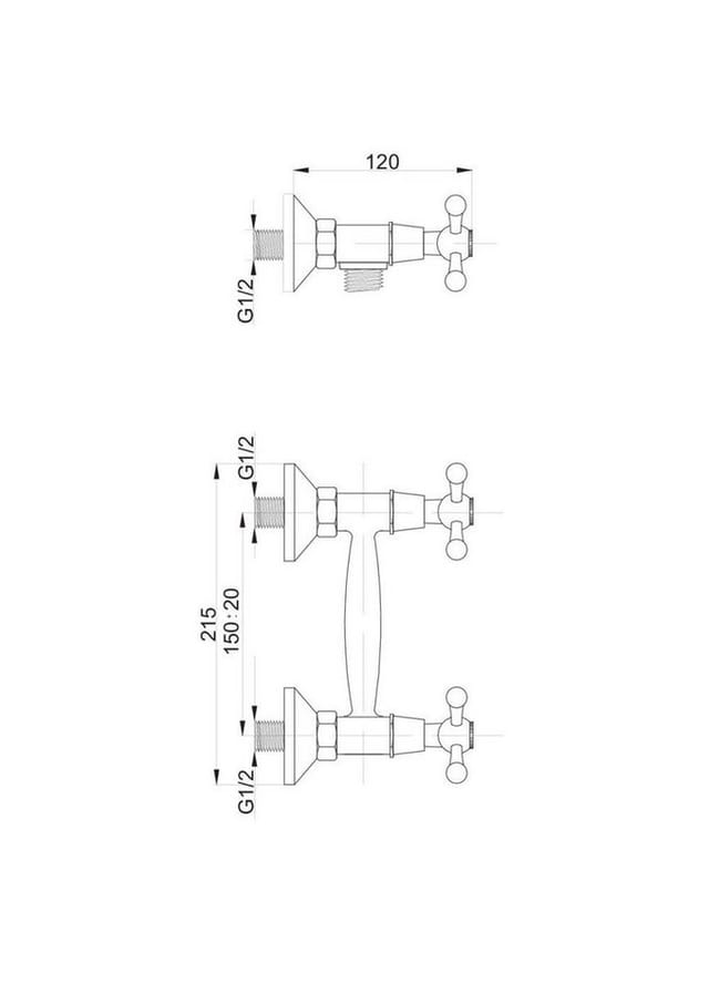Hydroland Duscharmatur Retro Brausearmatur mit Duschset Einhebelmischer Mischbatterie Dusche Chrom