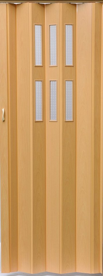 Vivaldi Falttür Schiebetür Farbe buche Fenster H. 202 cm Türbreite bis 84 cm pgl043 (1 Karton, 1-St., 1 Set), teils vormontiert