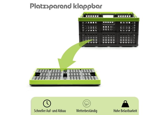 BigDean Klappbox faltbar & extrem stabil Klappkorb aus robustem Kunststoff in Anthrazit, 50 l, Faltbar, Splatzsparend Stapelbar, Robuste hohe belastbarkeit
