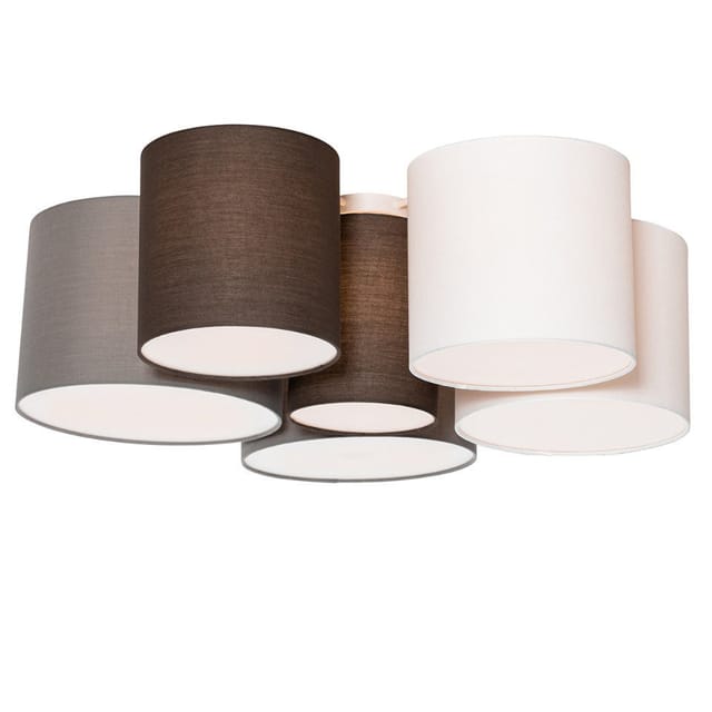 Qazqa Deckenleuchte Multidrum, ohne Leuchtmittel, E27, Bunt, Modern, Textil, 6-flammig