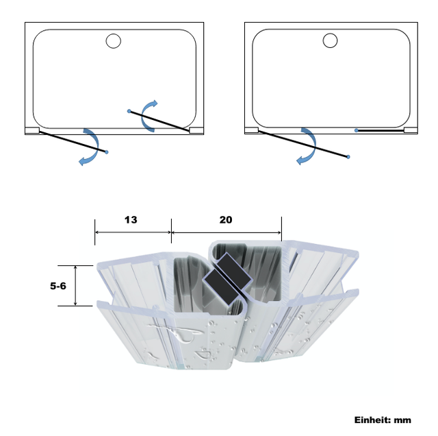 WITEN&NOCK Designheizkörper Flach Paneelheizkörper mit Seitenanschluss Nabenabstand 500mm, inkl. Eckform Thermostatventil