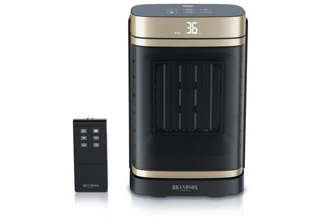 Brandson Heizlüfter Keramik Heizgerät, Oszillation, Timer, Fernbedienung, kompakt, 1500 W, Preisträger 2025, GS zertifiziert, Thermostat, Überhitzungsschutz