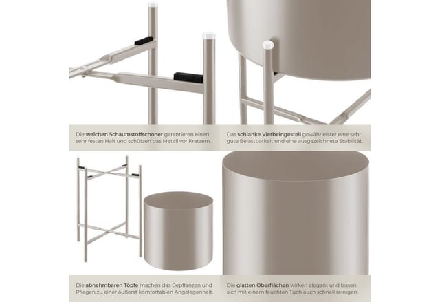 tectake Blumentopf Pflanzenständer, 2-teilig, im Industrial Style