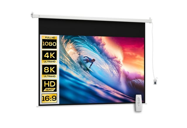 HOMCOM Leinwand mit Fernbedienung, für Wand- und Deckenmontage, für Heimkino, Büro