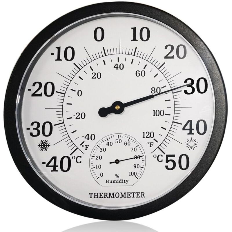Großes 2-in-1-thermometer Für Innen Und Außen – Analog – 25,4 Cm – Mit Hygrometer