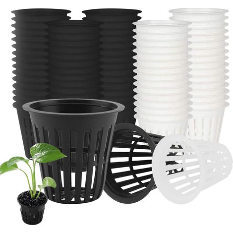 60 Stück Hydroponik-körbe, Wiederverwendbare Hydroponik-körbe Für Hydroponischen Und Aeroponischen Anbau, Blumenpflanzung Und Gartenarbeit (schwarz & Weiß)
