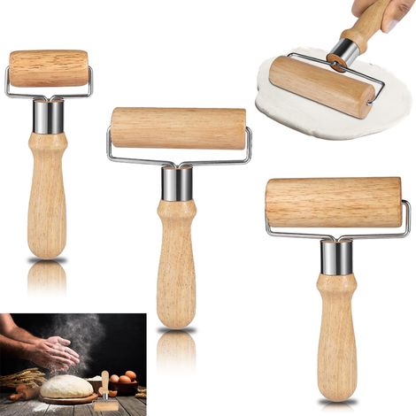 Set Mit 3 Nudelhölzern Aus Holz: Groß, Mittel Und Klein, Pizza-nudelholz Für Pizza, Kuchen, Backzubehör, Fondantteig (3 Größen)