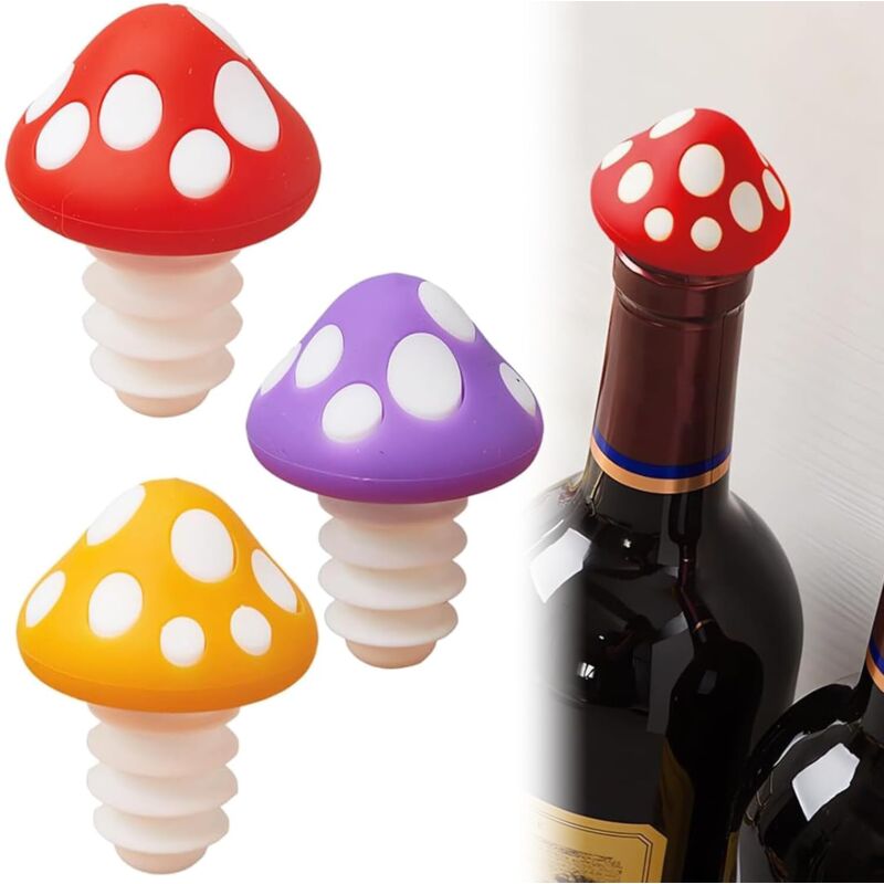 Set Mit 3 Pilzförmigen Weinstoppern Für Wein, Champagner Und Bier – Luftdichter Verschluss Mit Lebensmittelechter Silikondichtung – Ideal Für Rotwein Und Champagner
