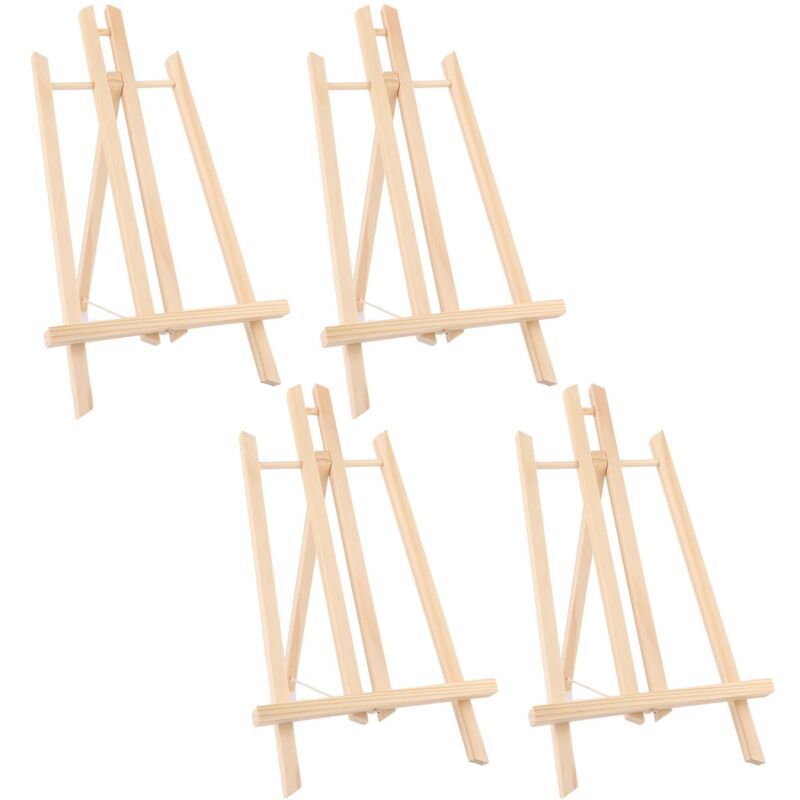 Set Mit 4 Tischstaffeleien Aus Holz, 40 Cm Hoch - Höhenverstellbar - Zusammenklappbar - Kleine Staffelei Zum Malen, Präsentieren Von Fotos, Kunstwerken Und Bastelarbeiten