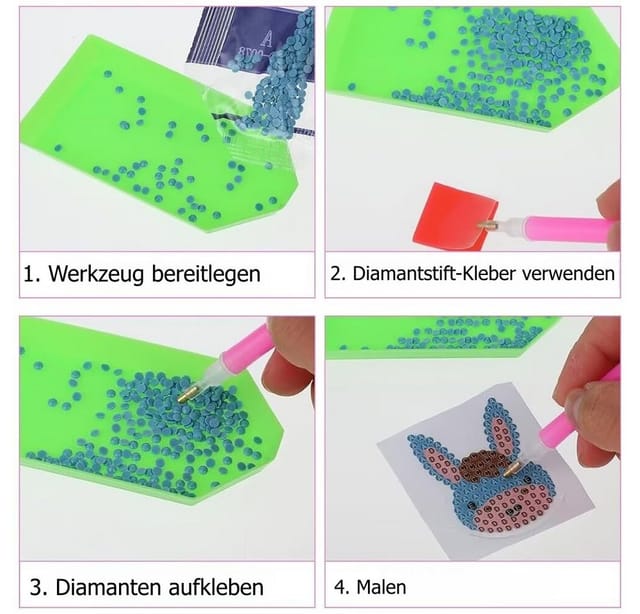 FOUORTUNATE-BEE Kreativset 18-tlg. Diamond Painting Werkzeug Set mit Stiften & Schalen, Diamantmalerei Zubehör Set für Erwachsene und Kinder