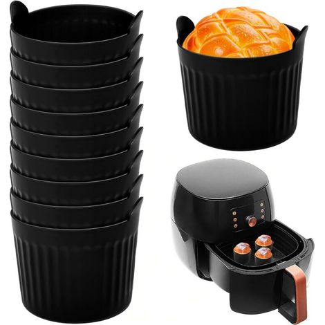10 Silikon-muffinformen, 6,5 X 6,5 Cm, Cupcake-formen Für Heißluftfritteusen, Antihaftbeschichtet, Bpa-frei, Einzel-eierform, Zubehör Für Heißluftfritteusen Mit Griff, Zum Backen, Für Küche Und Bäcker