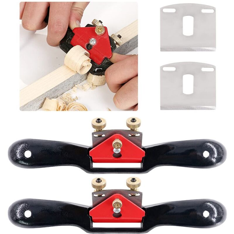 Set Aus 2 Verstellbaren Radiushobeln, 10 Zoll, Mit Flacher Basis Und Metallklinge, Plus 2 Zusätzlichen Klingen Für Die Holzbearbeitung