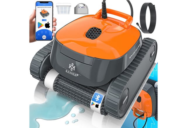 KESSER Poolroboter, Poolsauger für Boden & Wand Poolreiniger bis 100m² Pools mit APP