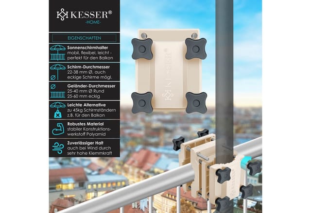 KESSER Schirmhalter, Premium Sonnenschirmhalter Universal Balkongeländer Schirm