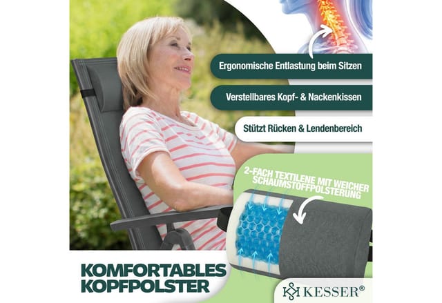 KESSER Gartenstuhl (2 St), Hochlehner mit Armlehnen Aluminium Klappstuhl