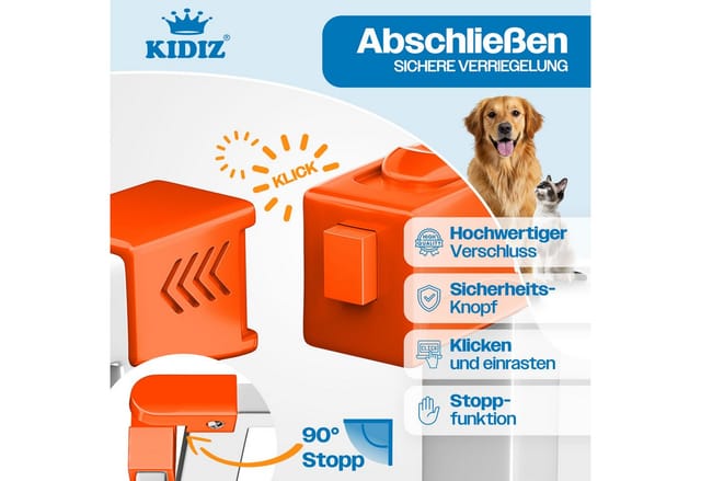 KESSER Türschutzgitter, Absperrgitter zum Klemmen mit Katzenklappe Treppenschutzgitter