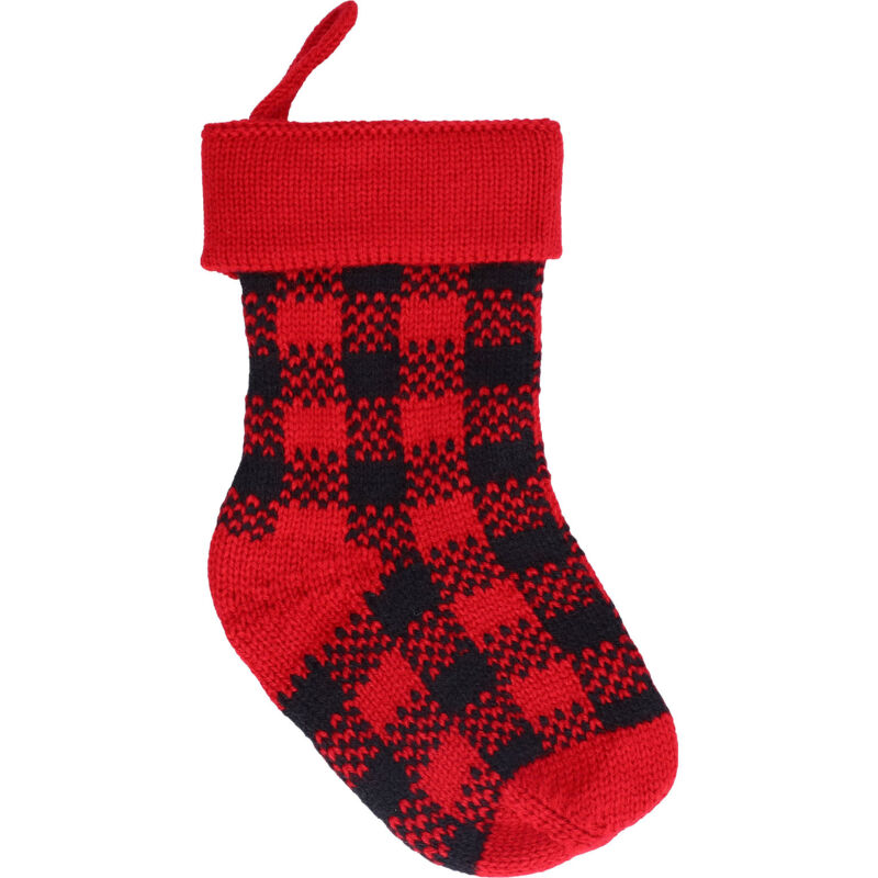 Mini-weihnachtsstrumpf Aus Gestrickten Acrylfasern, Anhänger Zum Aufhängen Am Weihnachtsbaum, Dekoration Für Die Weihnachtsfeier (rot Und Schwarz).