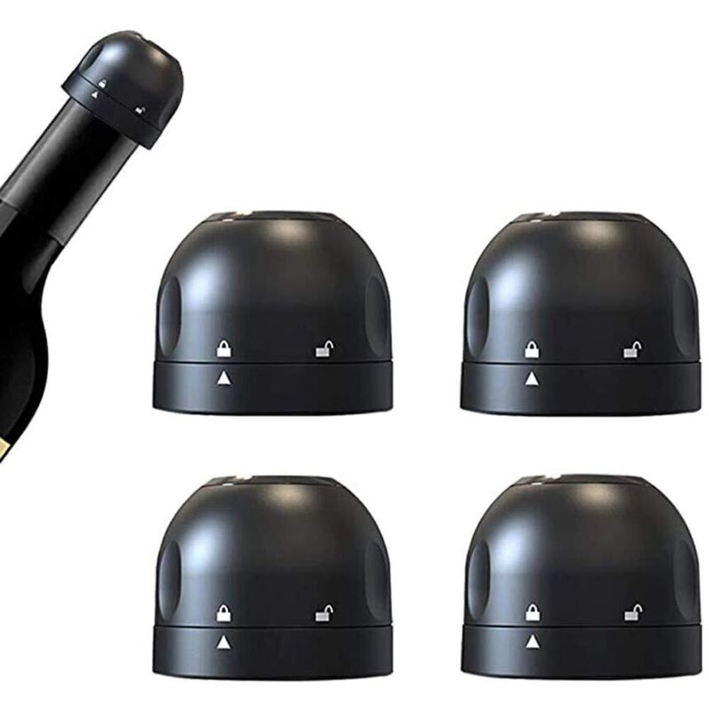 Set Mit 4 Silikonverschlüssen Für Wein- Und Champagnerflaschen – Wiederverwendbare Vakuumverschlüsse Zur Erhaltung Der Frische Ihres Weins