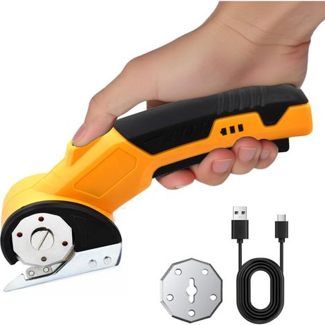 Wiederaufladbare, Kabellose Elektroschere – Zackenschere Zum Nähen – Elektrischer Rotationsschneider (240 Hübe/min) – Sicherheitsverriegelung Für Karton, Leder, Stoff, Teppich, Textilien Und Pflanzen